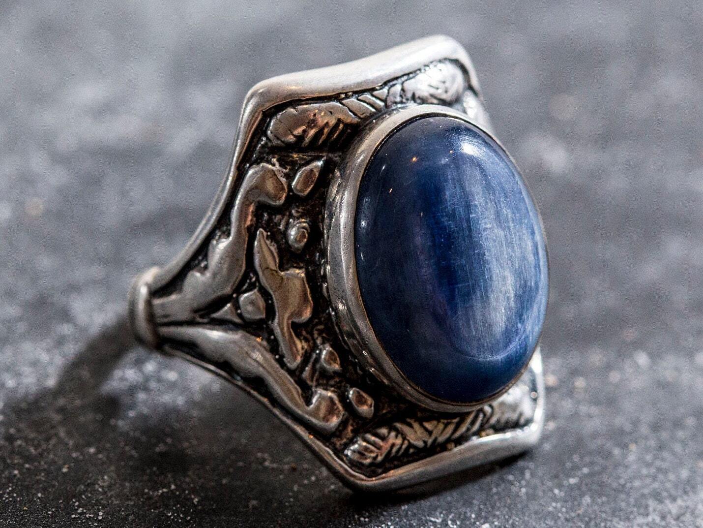Bohemian Chick Ring, Kyanite Ring, Natural Kyanite, Blue Kyanite Ring , Blue Ring, Statement Ring, Solid Silver Ring, Kyanite, Blue Kyanite