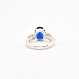 Sapphire Vintage Ring - Blue Promise Ring - Split Pave Band