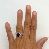 Sapphire Vintage Ring - Blue Promise Ring - Split Pave Band