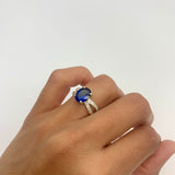 Sapphire Vintage Ring - Blue Promise Ring - Split Pave Band