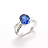 Sapphire Vintage Ring - Blue Promise Ring - Split Pave Band