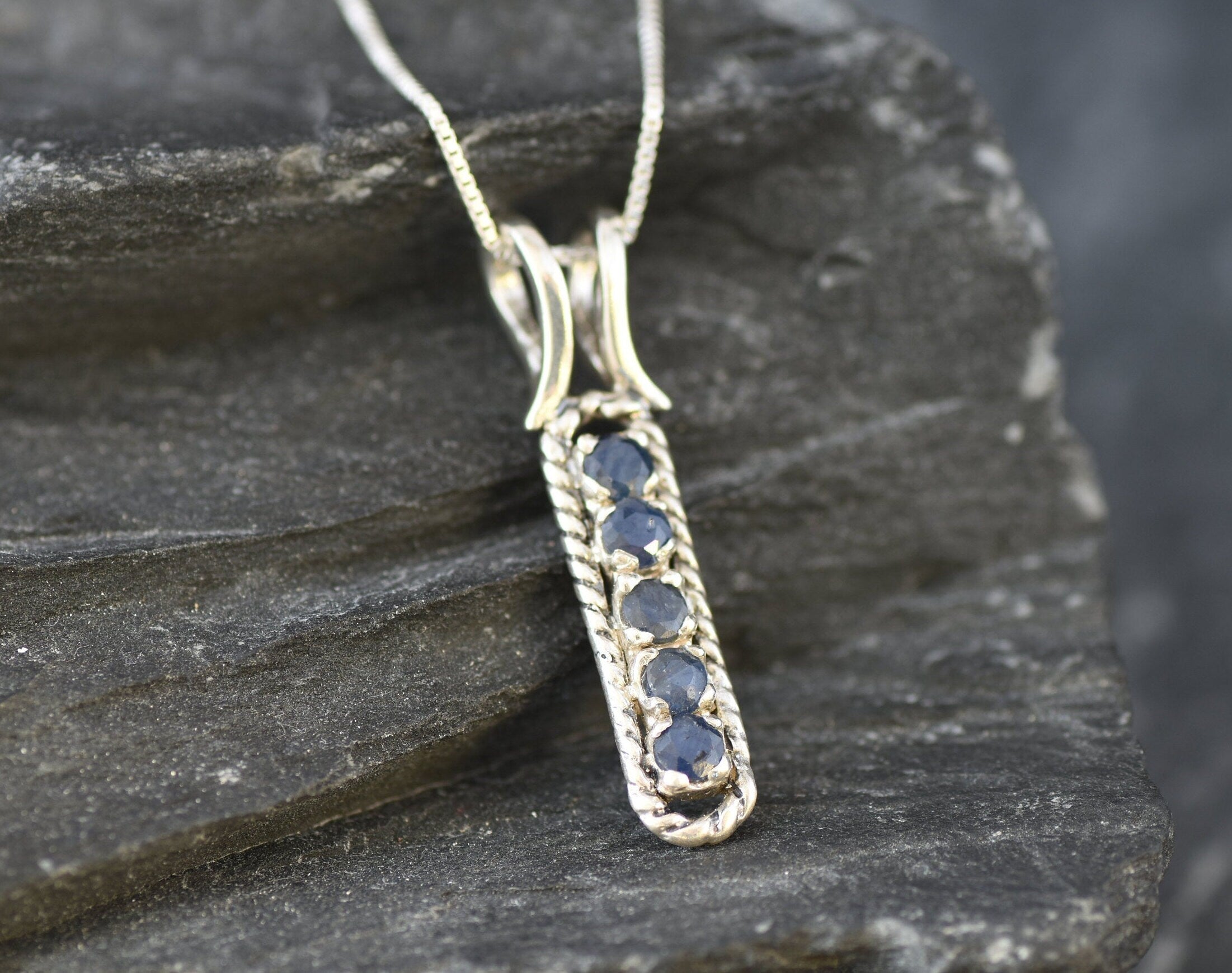 Elegant 925 Sterling Silver Natural Sapphire Pendant with Round Blue Sapphire, perfect September birthday gift for sincerity and faithfulness.