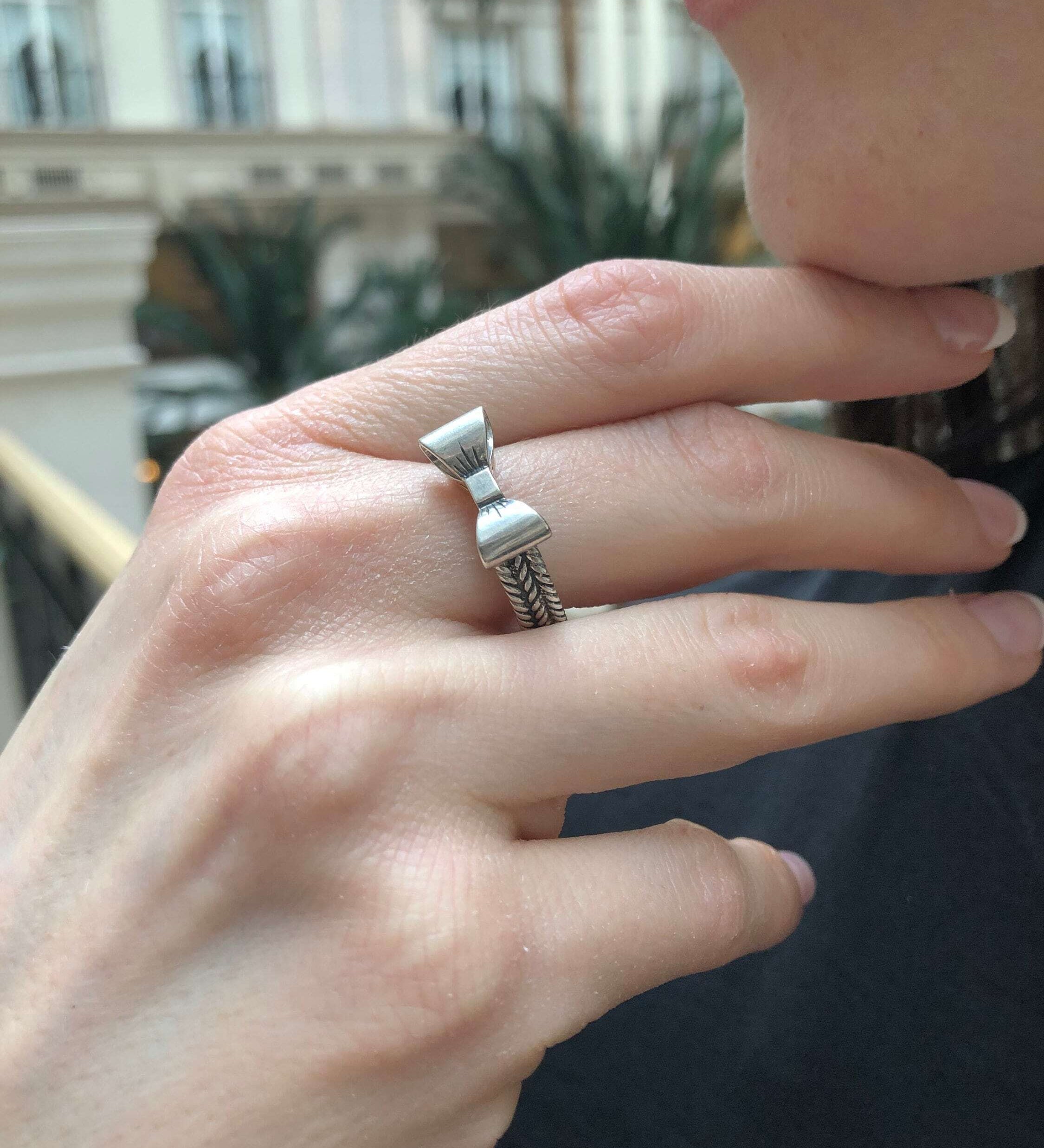Silver Ribbon Ring, Dainty Ring, Stackable Ring, Bow Ring, Dainty Ribbon Ring, Stackable Band, Cute Ring, Vintage Ring, Solid Silver Ring