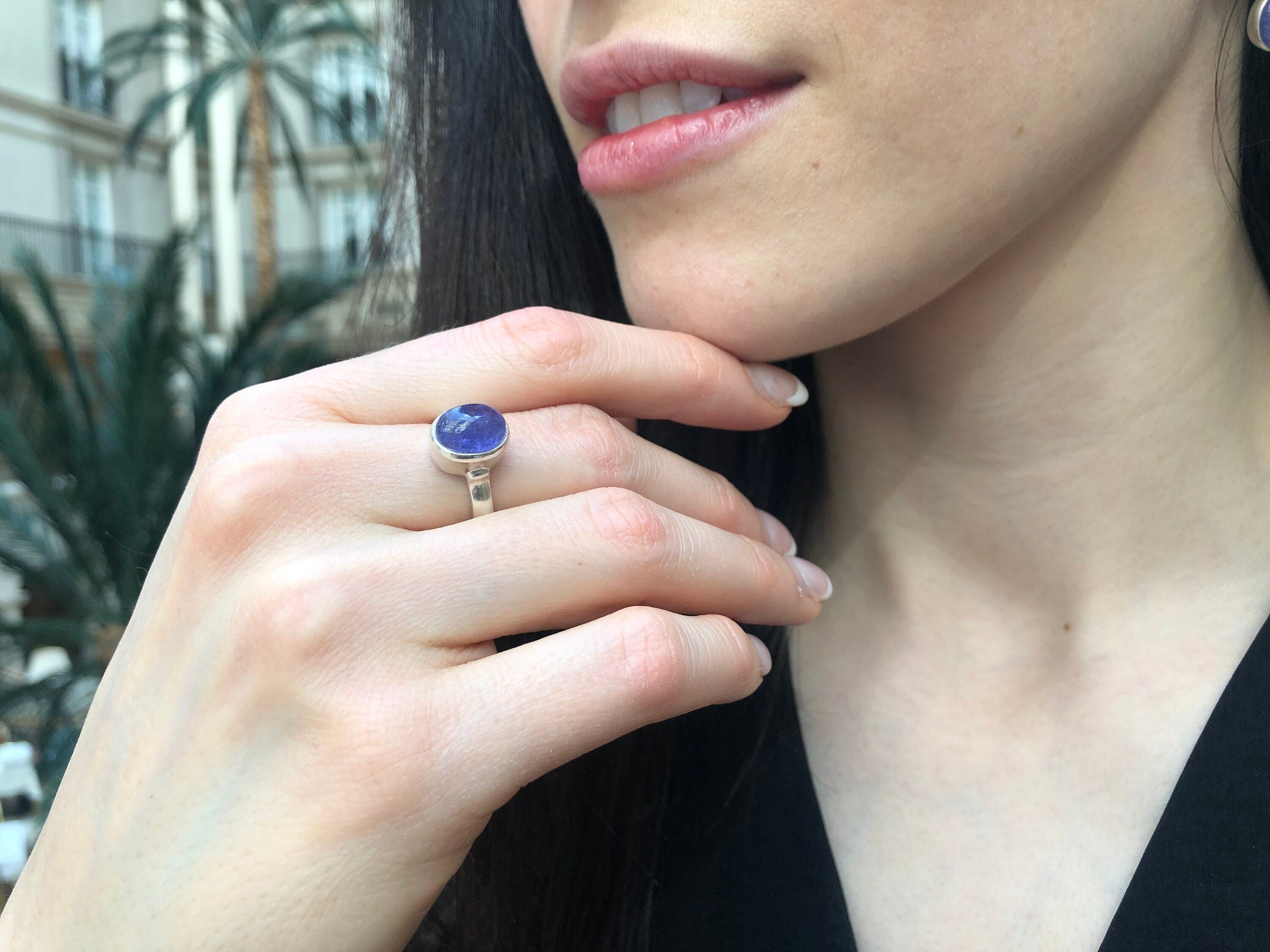 Tanzanite Ring, Natural Tanzanite, Blue Dainty Ring, December Birthstone, Solitaire Ring, Vintage Ring, Purple Stone Ring, Solid Silver Ring