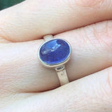 Genuine Tanzanite Ring - Blue Bezel Ring - Vintage Solitaire Ring