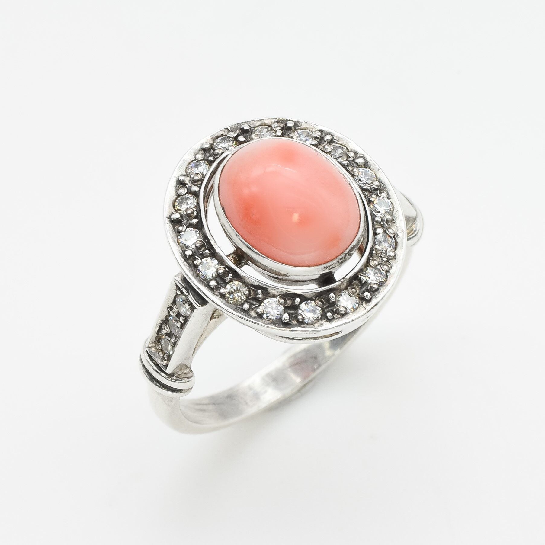 Coral Ring, Natural Coral, March Birthstone, Vintage Coral Ring, Pink Coral Ring, March Ring, Angel Skin Coral, Solid Silver Ring, Coral