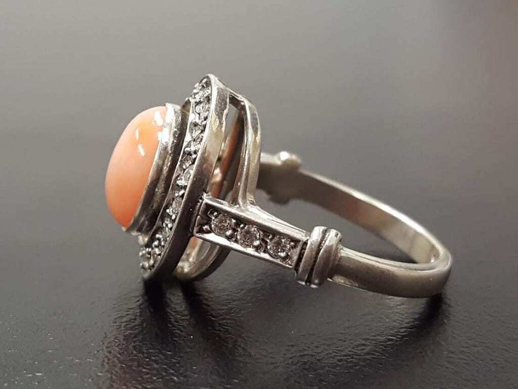 Coral Ring, Natural Coral, March Birthstone, Vintage Coral Ring, Pink Coral Ring, March Ring, Angel Skin Coral, Solid Silver Ring, Coral