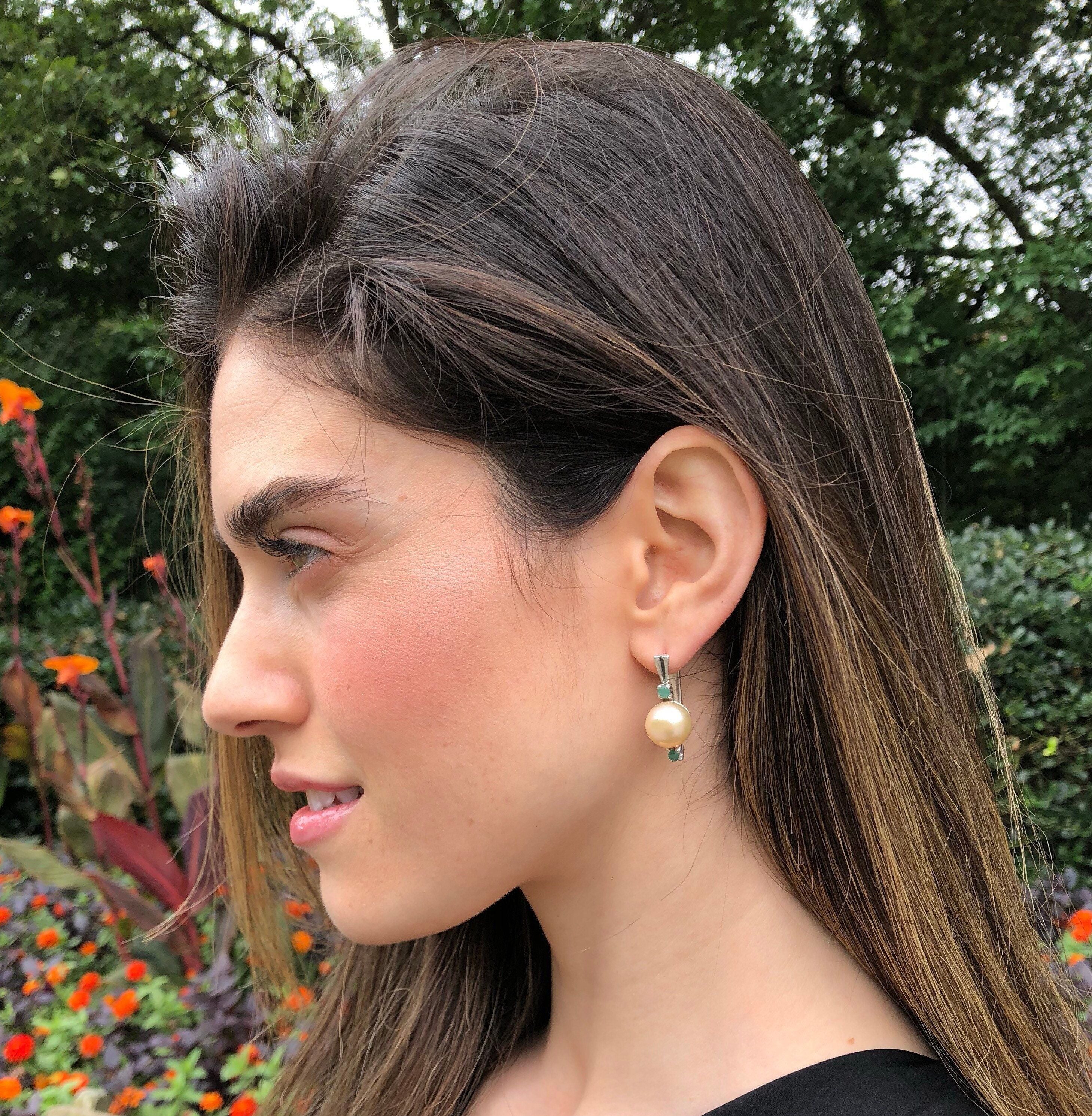 Pearl & Emerald Earrings, Multistone Earrings, Sterling Silver Earrings, Peach Pearl, Chandelier Earrings, Natural Stones, Matching Ring!