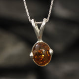 Dainty Amber Pendant - Natural Amber Necklace, Yellow Amber Pendant