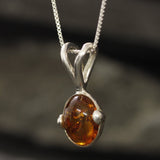 Dainty Amber Pendant - Natural Amber Necklace, Yellow Amber Pendant