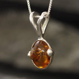 Dainty Amber Pendant - Natural Amber Necklace, Yellow Amber Pendant