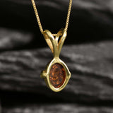 Gold Amber Pendant - Natural Amber Necklace - Gold Oval Necklace