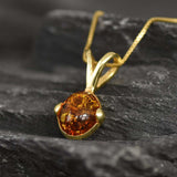 Gold Amber Pendant - Natural Amber Necklace - Gold Oval Necklace