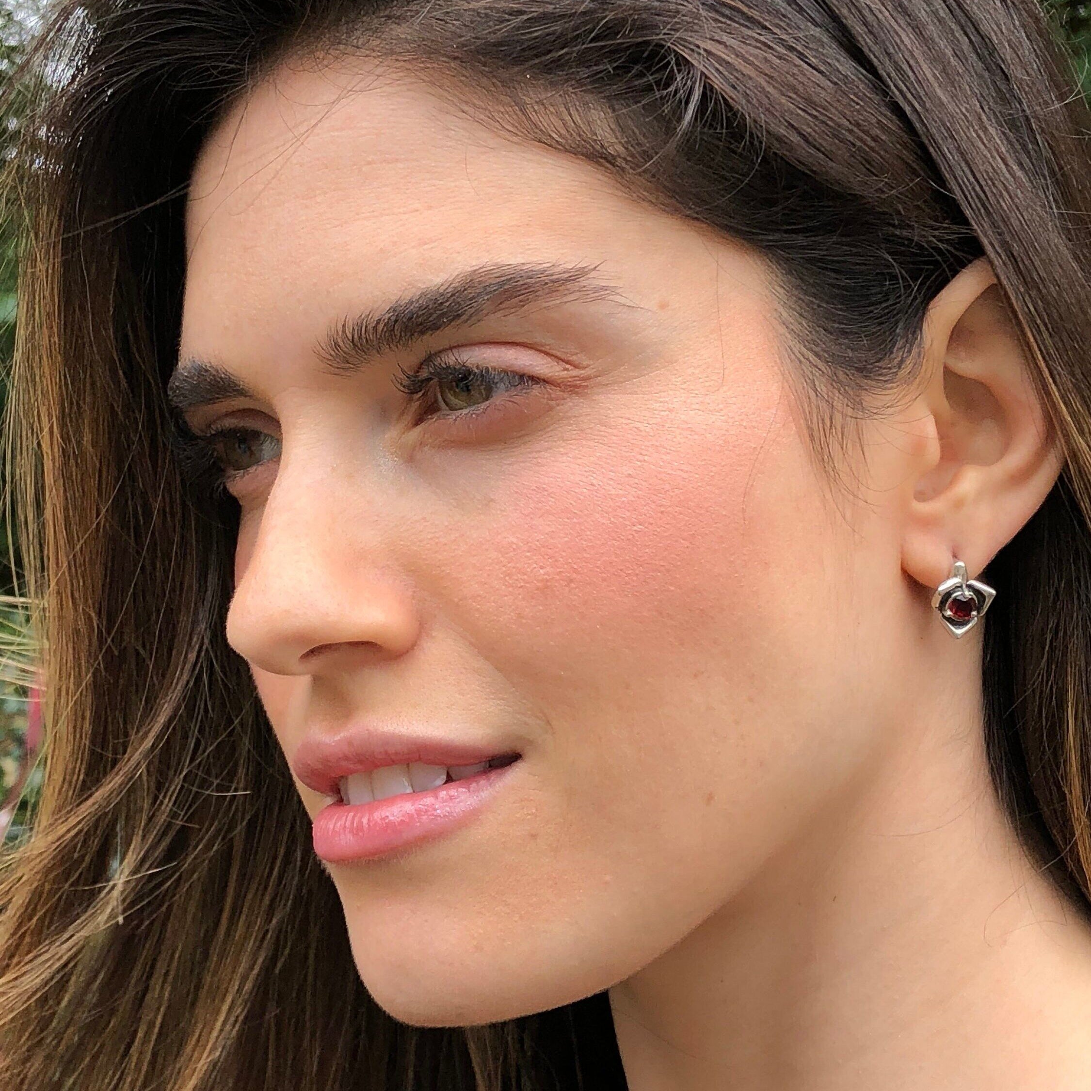 Elegant 925 Sterling Silver earrings showcasing round Natural Emeralds, perfect for May birthdays and special occasions.