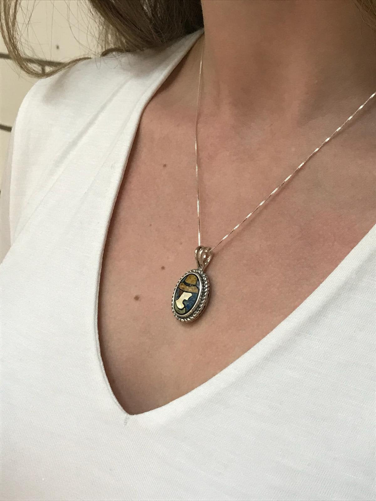 Mosaic Pendant, Shell Pearl Pendant, Natural Shell Pearl, Lady Pendant, Artistic Pendant, Sold Silver Pendant, Cameo Pendant, Shell Pearl