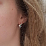 Pink Square Earrings - Natural Rose Quartz Earrings - Vintage Classic Earrings