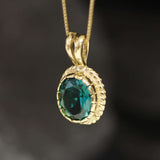 Gold Emerald Pendant - Green Emerald Necklace, Vintage Emerald Pendant