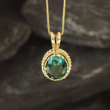 Gold Emerald Pendant - Green Emerald Necklace, Vintage Emerald Pendant