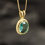 Gold Emerald Pendant - Green Emerald Necklace, Vintage Emerald Pendant