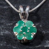 Emerald Pendant, Natural Pendant, Flower Pendant, May Birthstone, Genuine Emerald, Real Emerald Pendant, Pendant and Chain, Silver Pendant