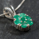 Emerald Pendant, Natural Pendant, Flower Pendant, May Birthstone, Genuine Emerald, Real Emerald Pendant, Pendant and Chain, Silver Pendant