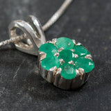 Emerald Pendant, Natural Pendant, Flower Pendant, May Birthstone, Genuine Emerald, Real Emerald Pendant, Pendant and Chain, Silver Pendant