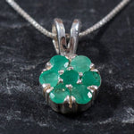 Emerald Pendant, Natural Pendant, Flower Pendant, May Birthstone, Genuine Emerald, Real Emerald Pendant, Pendant and Chain, Silver Pendant