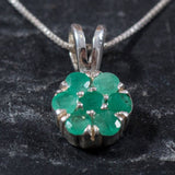 Emerald Pendant, Natural Pendant, Flower Pendant, May Birthstone, Genuine Emerald, Real Emerald Pendant, Pendant and Chain, Silver Pendant