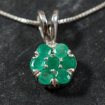 Emerald Pendant, Natural Pendant, Flower Pendant, May Birthstone, Genuine Emerald, Real Emerald Pendant, Pendant and Chain, Silver Pendant