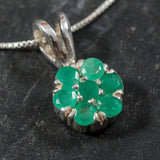 Emerald Pendant, Natural Pendant, Flower Pendant, May Birthstone, Genuine Emerald, Real Emerald Pendant, Pendant and Chain, Silver Pendant