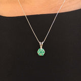 Emerald Pendant, Natural Pendant, Flower Pendant, May Birthstone, Genuine Emerald, Real Emerald Pendant, Pendant and Chain, Silver Pendant