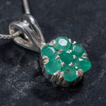 Emerald Pendant, Natural Pendant, Flower Pendant, May Birthstone, Genuine Emerald, Real Emerald Pendant, Pendant and Chain, Silver Pendant