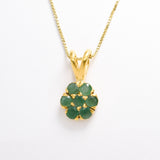 Natural Emerald Pendant made in 18k Gold Vermeil with Round Natural Green Emerald in Cluster setting, May Birthstone gift idea, symbolizes growth, harmony, and deep emotional healing, ideal for everyday wear and perfect for birthday gifting and special occasions.