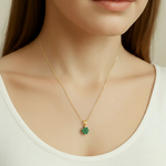 Elegant 18k Gold Vermeil Natural Emerald Pendant in Cluster setting, ideal May birthstone gift for special occasions.
