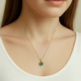 Elegant 18k Gold Vermeil Natural Emerald Pendant in Cluster setting, ideal May birthstone gift for special occasions.