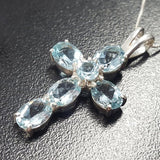 Cross Pendant, Topaz Pendant, Blue Topaz Pendant, Silver Cross Pendant, December Birthstone, Christian Pendant, Blue Pendant, Silver Pendant