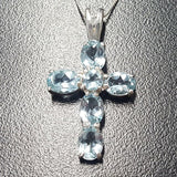 Cross Pendant, Topaz Pendant, Blue Topaz Pendant, Silver Cross Pendant, December Birthstone, Christian Pendant, Blue Pendant, Silver Pendant