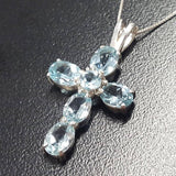 Cross Pendant, Topaz Pendant, Blue Topaz Pendant, Silver Cross Pendant, December Birthstone, Christian Pendant, Blue Pendant, Silver Pendant