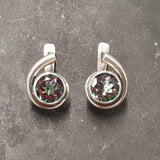 Mystic Topaz Earrings - Purple Green Studs - Vintage Round Earrings