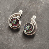 Mystic Topaz Earrings - Purple Green Studs - Vintage Round Earrings