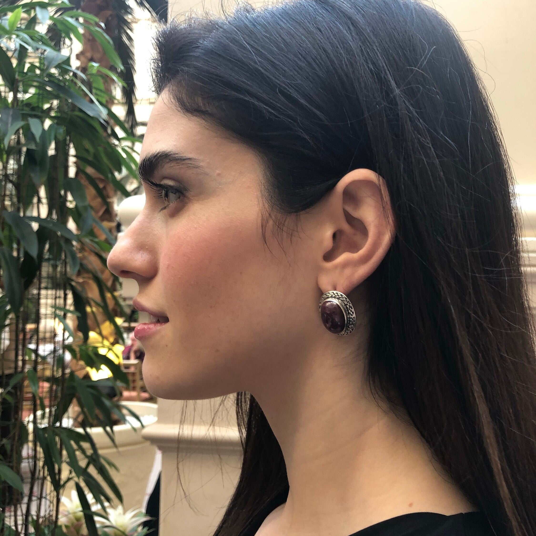 Natural Ruby Earrings made in 925 Sterling Silver with Oval Natural Red Ruby in Bezel setting, July Birthstone gift idea, symbolizes nobility, purity, and passion, ideal for everyday wear and perfect for birthday gifting and special occasions.