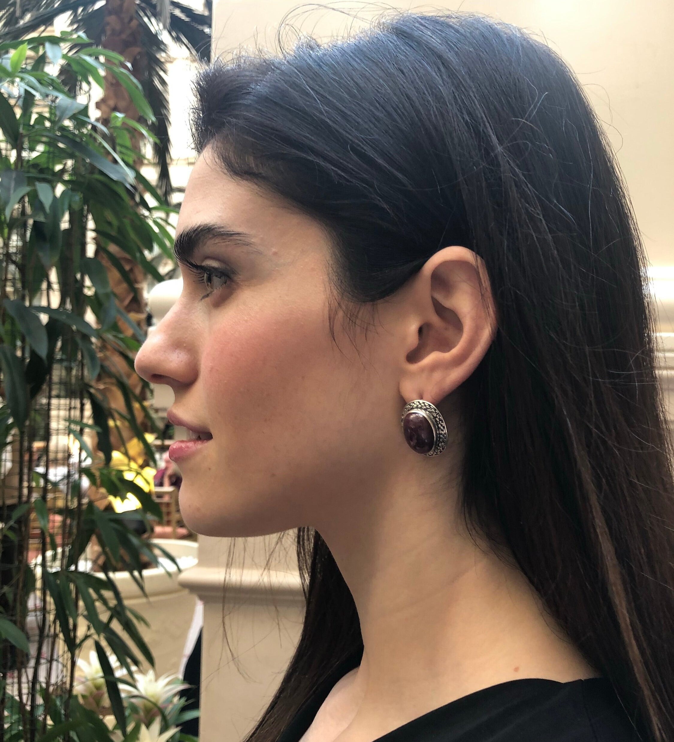 Natural Ruby Earrings made in 925 Sterling Silver with Oval Natural Red Ruby in Bezel setting, July Birthstone gift idea, symbolizes nobility, purity, and passion, ideal for everyday wear and perfect for birthday gifting and special occasions.