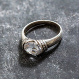 White Topaz Ring - Silver Boho Ring - Topaz Tribal Ring