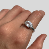 White Topaz Ring - Silver Boho Ring - Topaz Tribal Ring