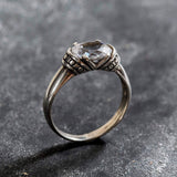 White Topaz Ring - Silver Boho Ring - Topaz Tribal Ring