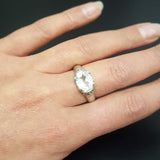 White Topaz Ring - Silver Boho Ring - Topaz Tribal Ring