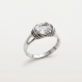 White Topaz Ring - Silver Boho Ring - Topaz Tribal Ring