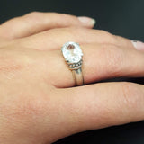 White Topaz Ring - Silver Boho Ring - Topaz Tribal Ring