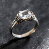 White Topaz Ring - Silver Boho Ring - Topaz Tribal Ring