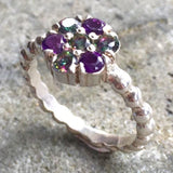 Flower Amethyst Ring - Mystic Topaz Ring - Vintage Cocktail Ring